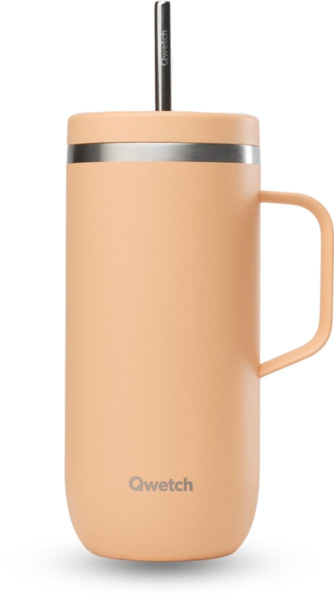 Qwetch Cold Cup Geïsoleerd met Handvat - Pastel Abrikoos