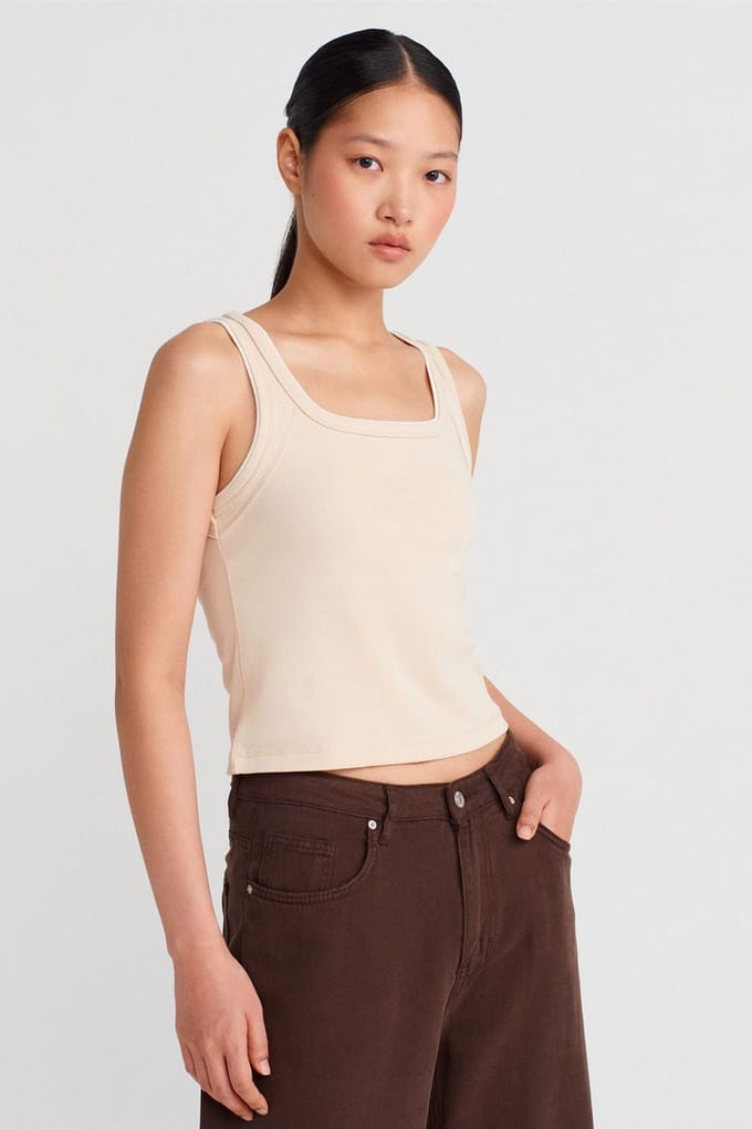 Dames Ribbel Katoenen Camisole Blouse