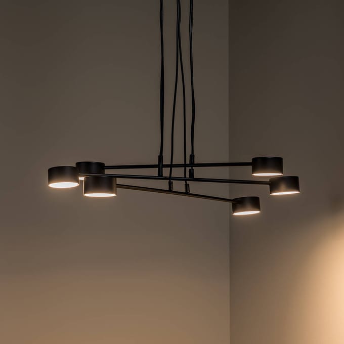 EMIBIG LIGHTING Hanglamp Modus 6, staal, 6-lamps, GX 53, zwart