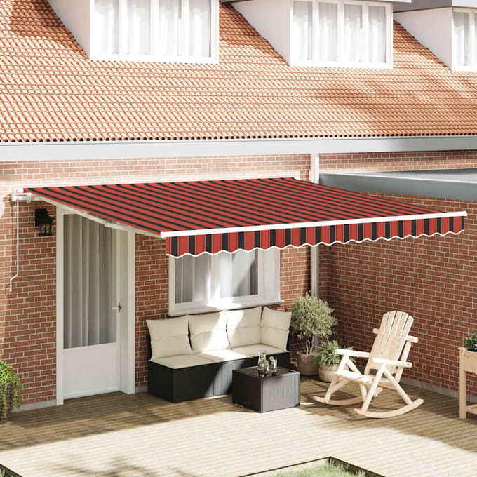 vidaXL - Uitschuifbare - luifel - Oranje - en - bruin - 400 - × - 300 - cm