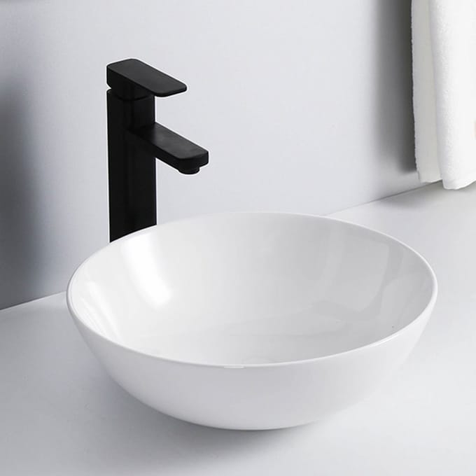 LINEA UNO - Luka 39 - Glans wit - Waskom - - Keramiek - Rond - 251079