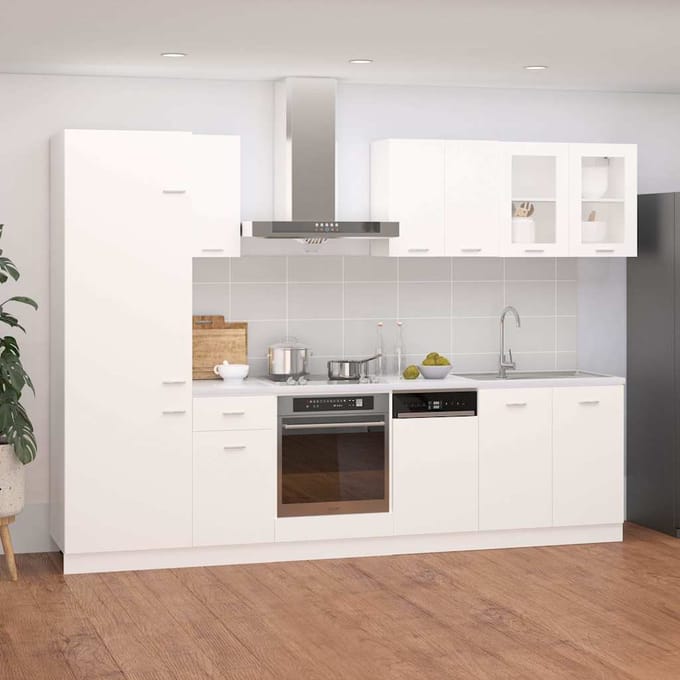 vidaXL - 8-delige - Keukenkastenset - Lyon - bewerkt - hout - wit