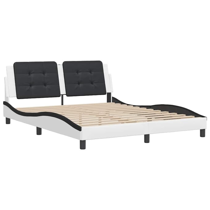 vidaXL - Bedframe - zonder - matras - "Zadar" - kunstleer - zwart - en - wit - 160x200 - cm