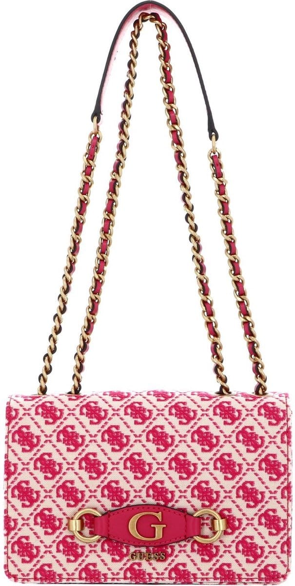 GUESS Schoudertas Izzy Convertible Crossbody Flap Magenta Logo Paars