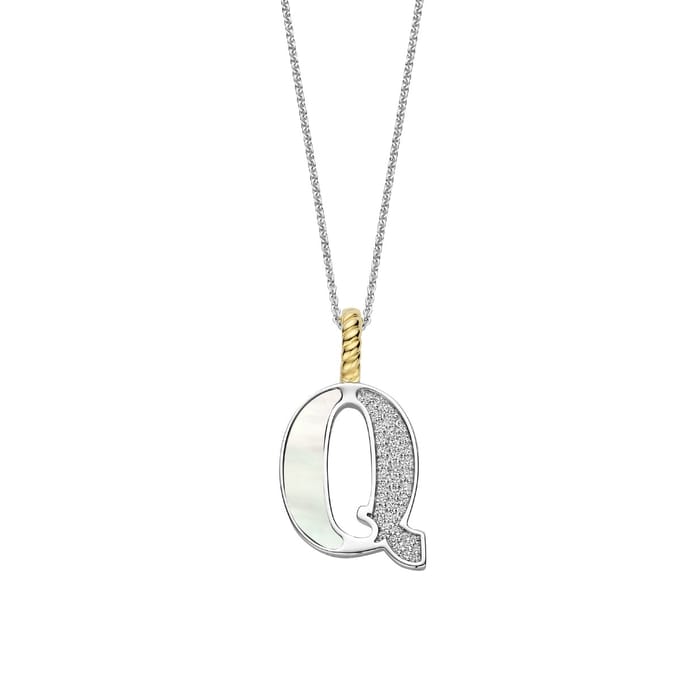 TI SENTO Dames Hanger - 925 zilver - Letter Q - Parelmoer - 6840MW_Q
