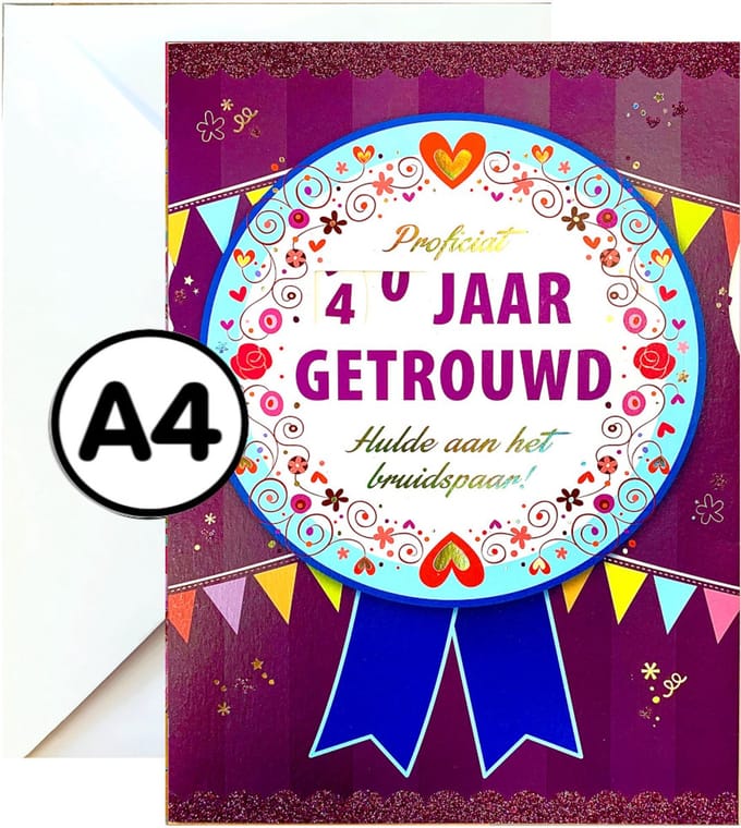 Grote Wenskaart - .... Jaar Getrouwd met Draaischijf - A4 XXL - Met Envelop