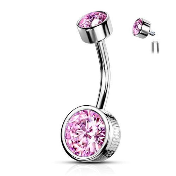 Piercing bezel - zilver roze - LMPiercings