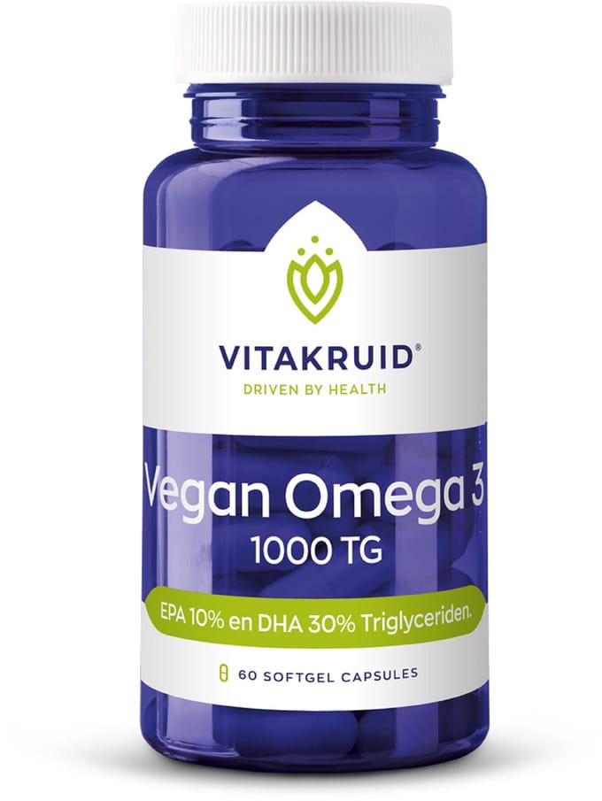 Vitakruid Vegan omega 3 1000 triglyceriden 300 DHA 100 EPA 60 Softgels