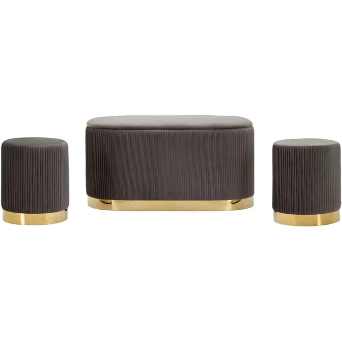 Bankje Storage & Stools Shopy Grey Set 3 Pcs 80×37×42 cm