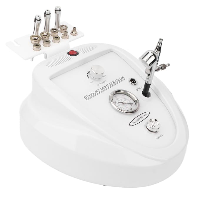 Machine de Microdermabrasion Diamant Extraction de Points Noirs Exfoliation Hydratation avec 9 Embouts de Rechange AU Plug white