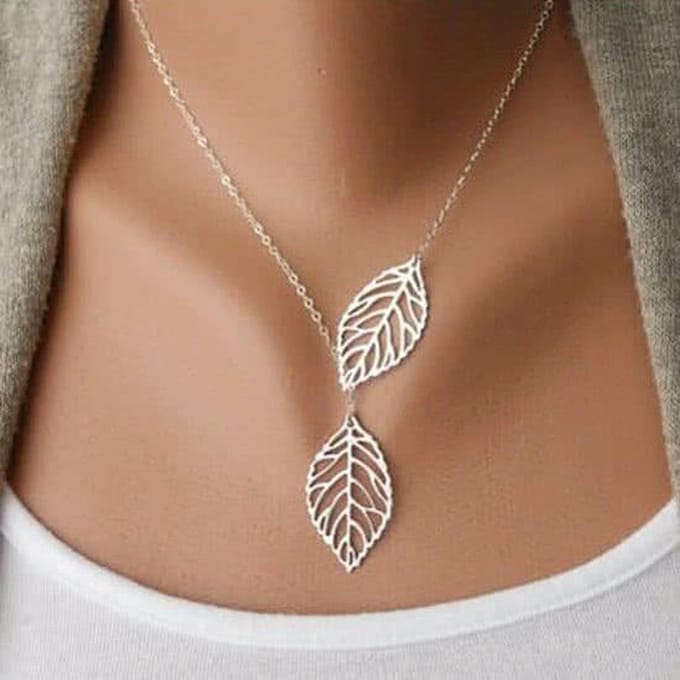 Ketting Dubbele Veer - Dames - zilverkleurig - 45 cm