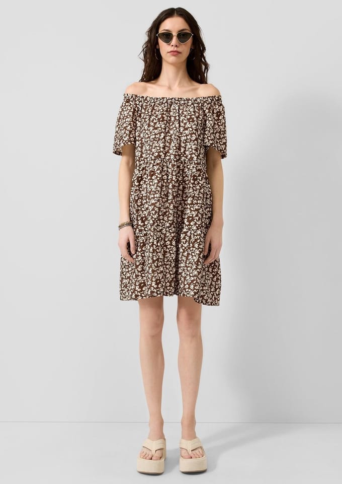 QS - female - Jurk van viscose-mix met carmenhalslijn