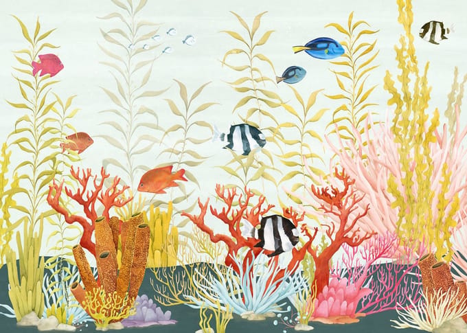 Fotobehang - Coral World 350x250cm - Vliesbehang