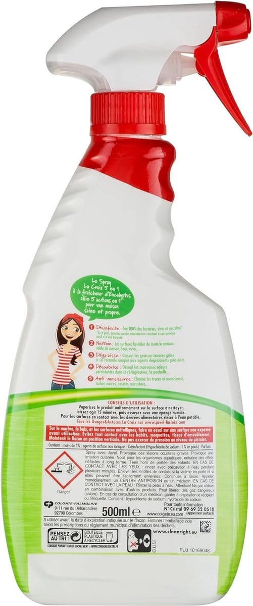 La Croix 5 en 1 Spray Nettoyant multi-surface avec Javel 2X500 ml