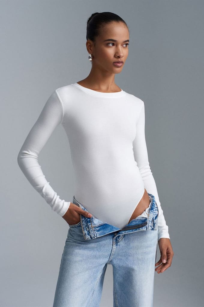 Slim Fit Crew Neck Jersey Romper