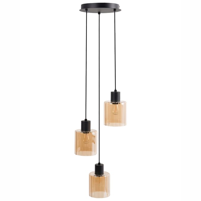 KITARE - Hanglamp 3 lichten - Zwart/Beige - Metaal