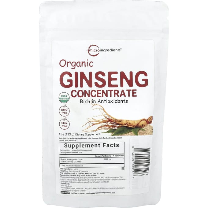 Micro-ingrédients, concentré de ginseng biologique, 4 oz (113g)