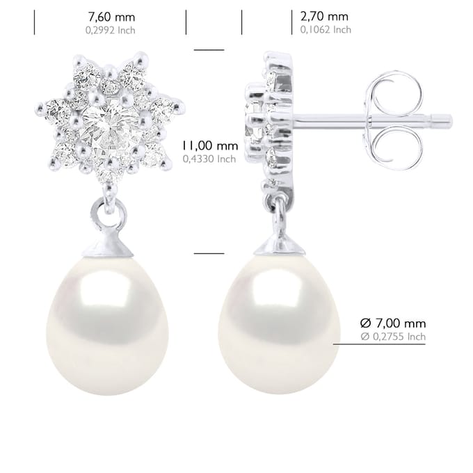Oorbellen Echte Gecultiveerde Zoetwaterparels Parel 7-8 mm