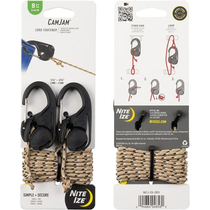 Nite Ize CamJam Koord Opspanner - 2 Stuks met 8 voet Koord