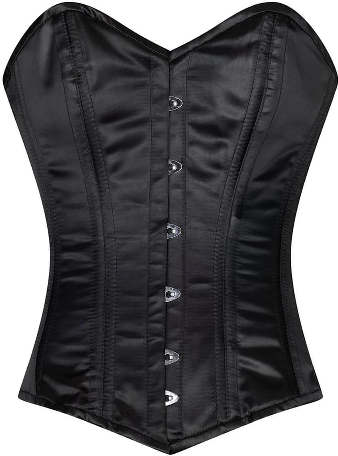 Succubus Clothing Satine Satijn Volborst Corset Zwart