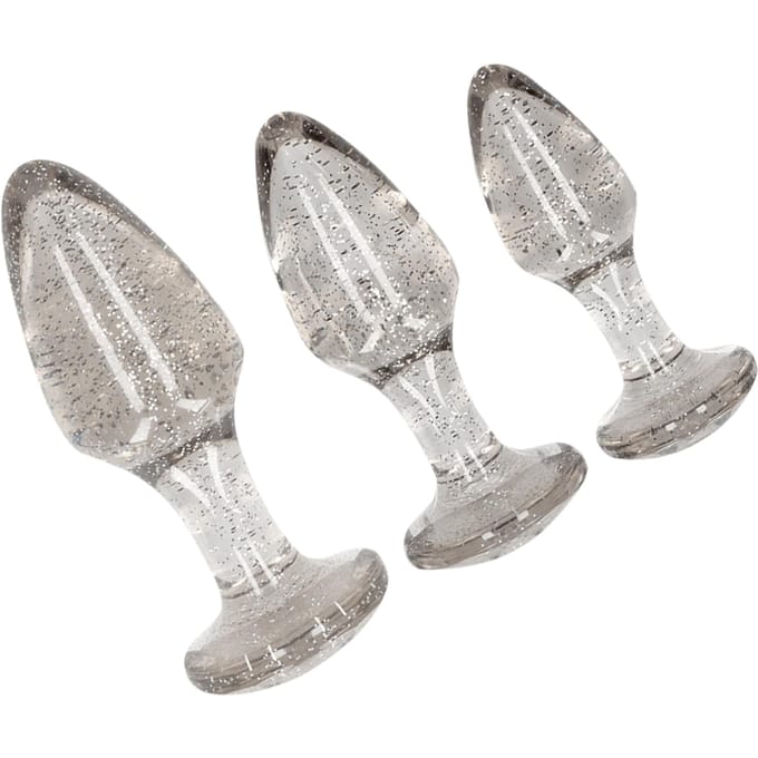 Acrylic Silverchip Butt Plug Set - Silver
