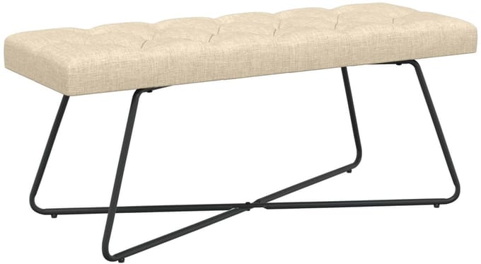 vidaXL - Bank - met - knopen - tufting - Crèmekleurig - 110 - x - 40 - x - 46 - cm - Stof