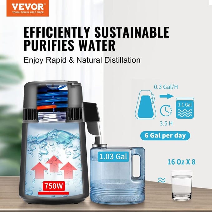 4L Waterdistilleerder Zuiveraar Machine Aanrecht Roestvrij Staal Interieur