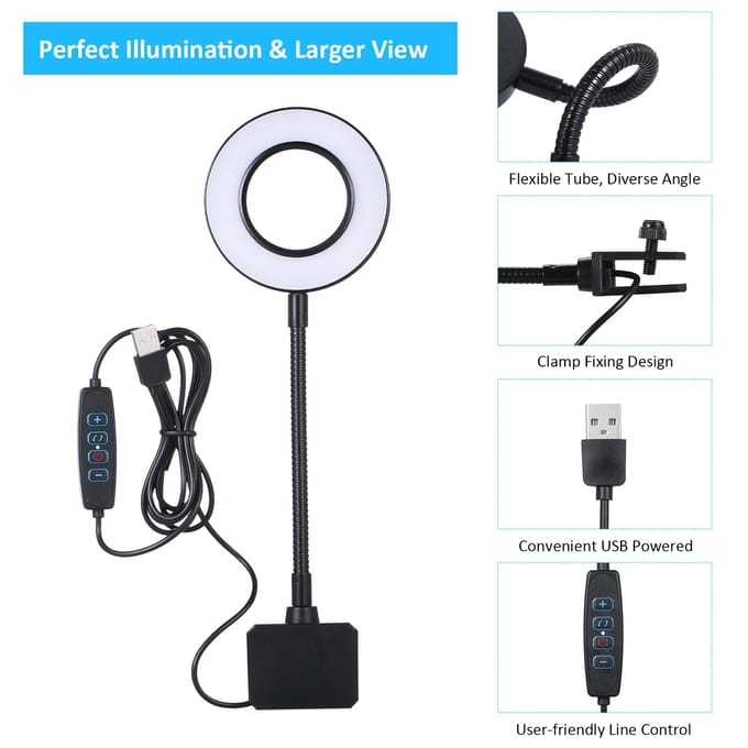 DC 5V 7W 18 LED Aquarium Licht Vispot Klem Bekijk Lamp USB Aangedreven Bediend 3 Verlichting zwart