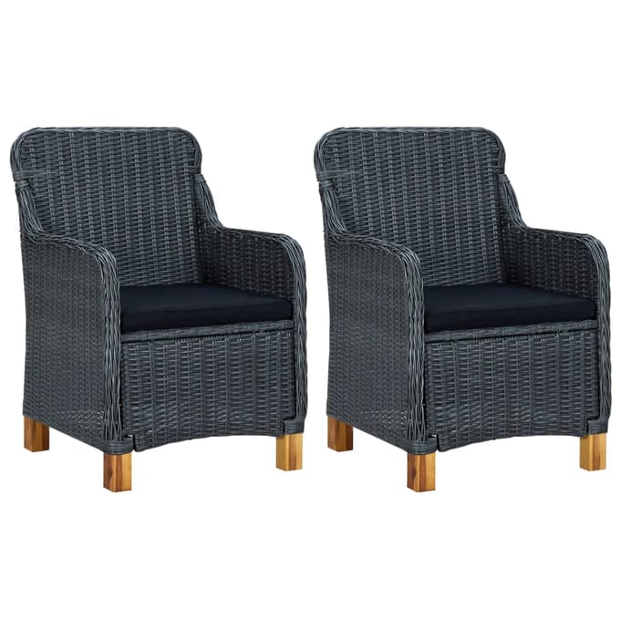 vidaXL - Tuinstoelen - 2 - st - met - kussens - poly - rattan - donkergrijs