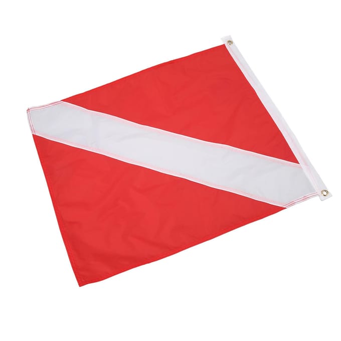 Rood Wit Duikvlag Felle Kleuren Lichtgewicht 49x59cm Nylon Duiker Omlaag Vlag voor Onderwater white