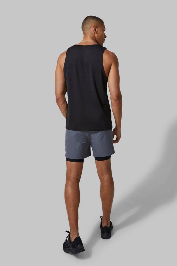 Heren Active Engineered Performance Regular Fit Vest | Black | Size Medium