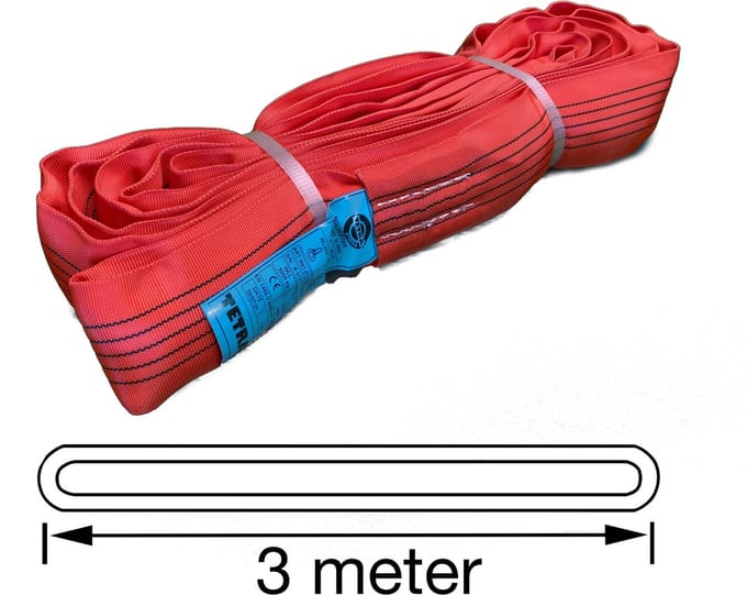 TETRA Tools - RS-5T3M - Polyester rondstrop - Werklast 5 ton - Lengte 3M - Ronde Hijsband - Rood