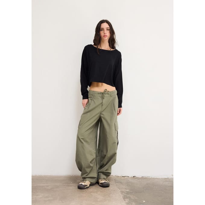 Stradivarius T-shirt met lange mouw  Zwart XL