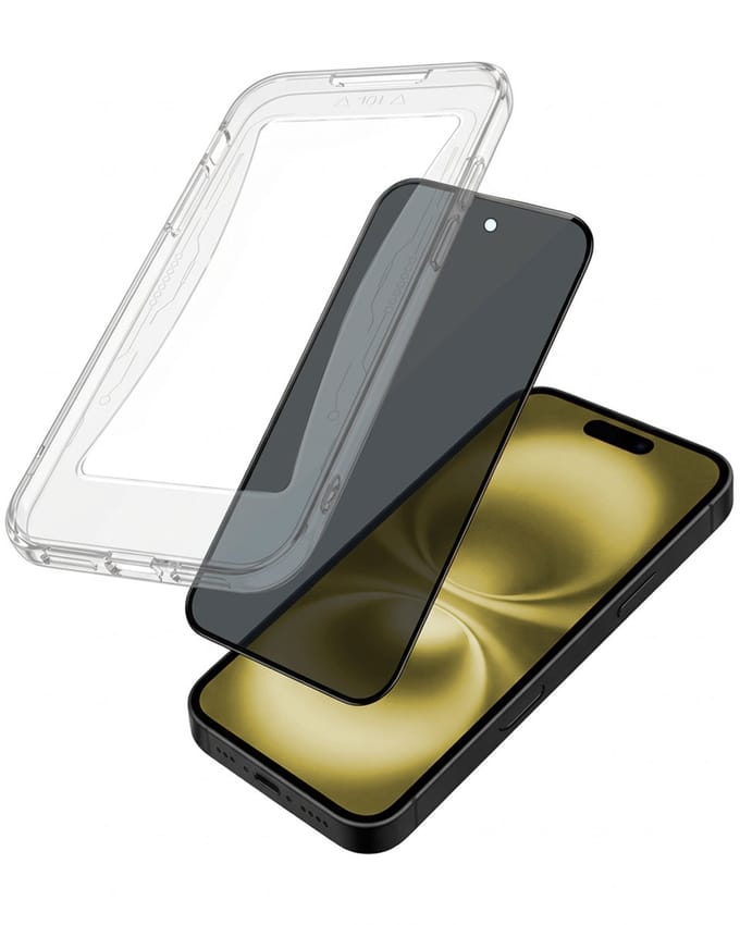 Anti-Spy Screenprotector - Geschikt voor Apple iPhone 16 Plus - Met Installatie Kit - Flexibel Glas - Privacy Beschermglas - Tempered Glass - Screen Protector