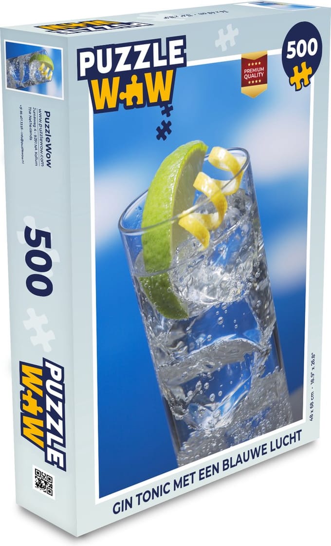 Puzzel Gin tonic met een blauwe lucht - Legpuzzel - Puzzel 500 stukjes