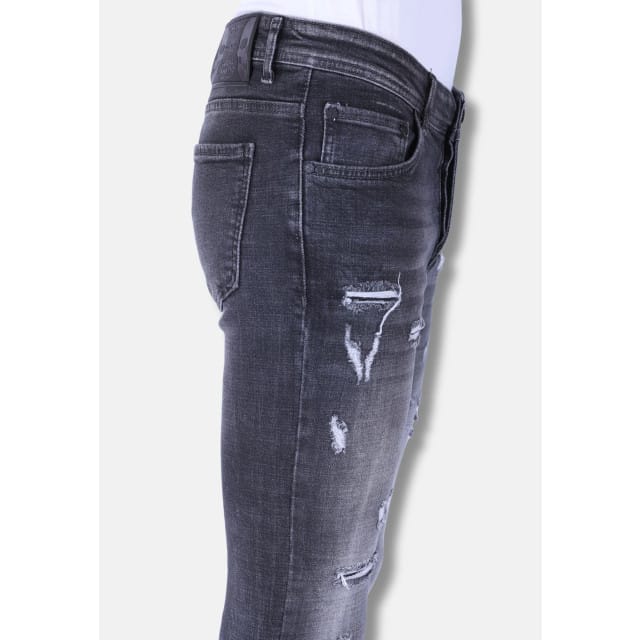 Heren Jeans met Scheuren Slim Fit -1099 - Grijs