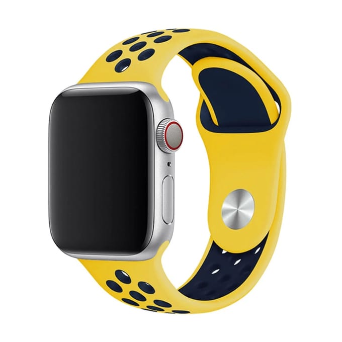 2+1 | Apple Watch Bandje - Dubbel - Siliconen - Geel Donkerblauw