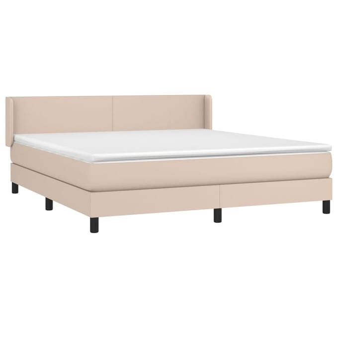 vidaXL - Boxspring - met - matras - kunstleer - cappuccinokleurig - 180x200 - cm