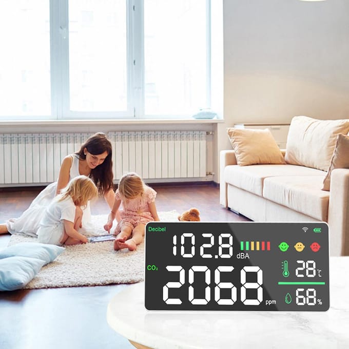 Tuya Wifi digitale wandgemonteerde decibelmeter kooldioxidemeter temperatuur- en vochtigheidstester Tuya WiFi Decibel Meter