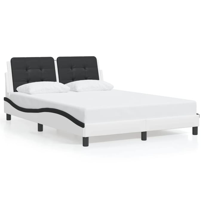 vidaXL - Bedframe - met - LED - zonder - matras - "Zadar" - wit - en - zwart - 140x190 - cm