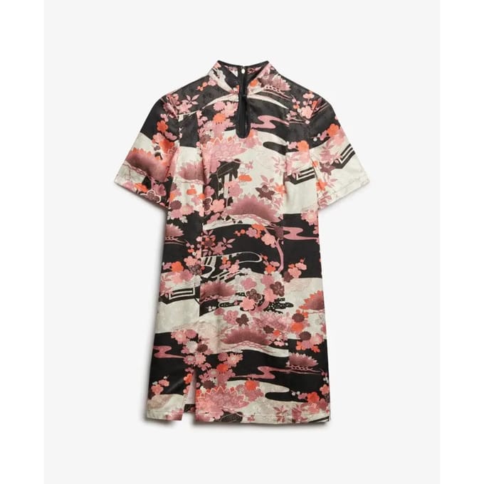 Superdry - Mini-jurk van jacquard met mandarijnkraag - Dames - Jurken