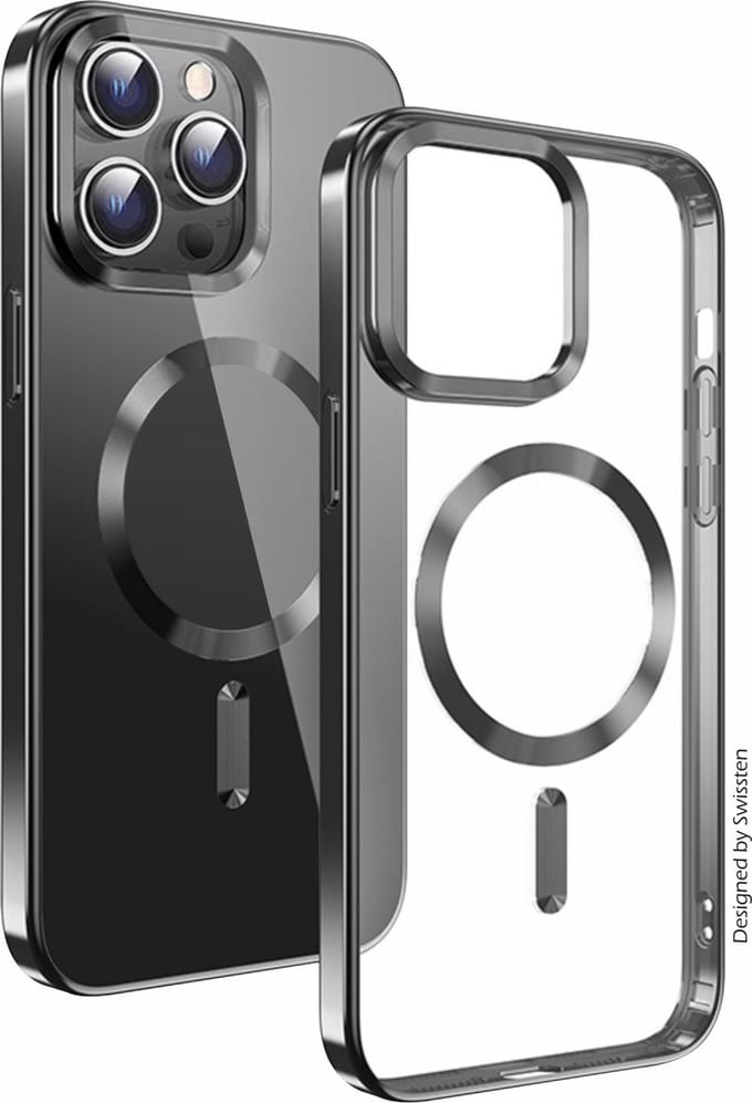 Swissten Hoesje - Geschikt voor iPhone 16 Plus - Geschikt voor Magsafe - Metallic - Transparant