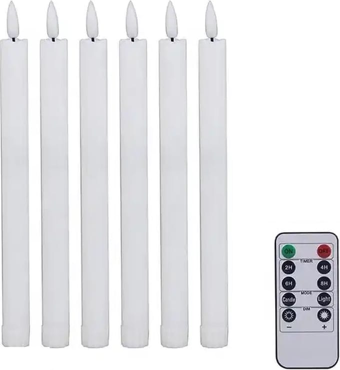 FEDEC LED Dinerkaarsen - Afstandsbediening - Wit - 6 stuks