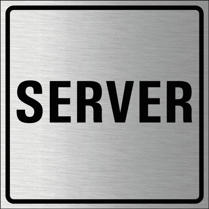 Server bordje, geborsteld aluminium 100 x 100 mm