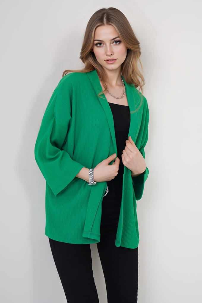 Textuur Loose Fit Sjaalkraag Kimono