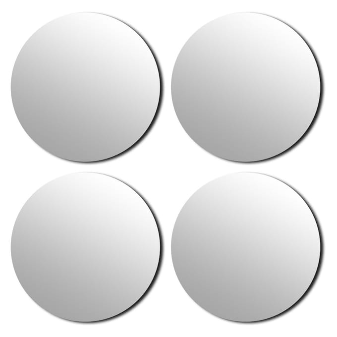 Tendance Plak spiegel tegels - 4x stuks - glas - zelfklevend - D30 cm - rond - muur/deur/wand