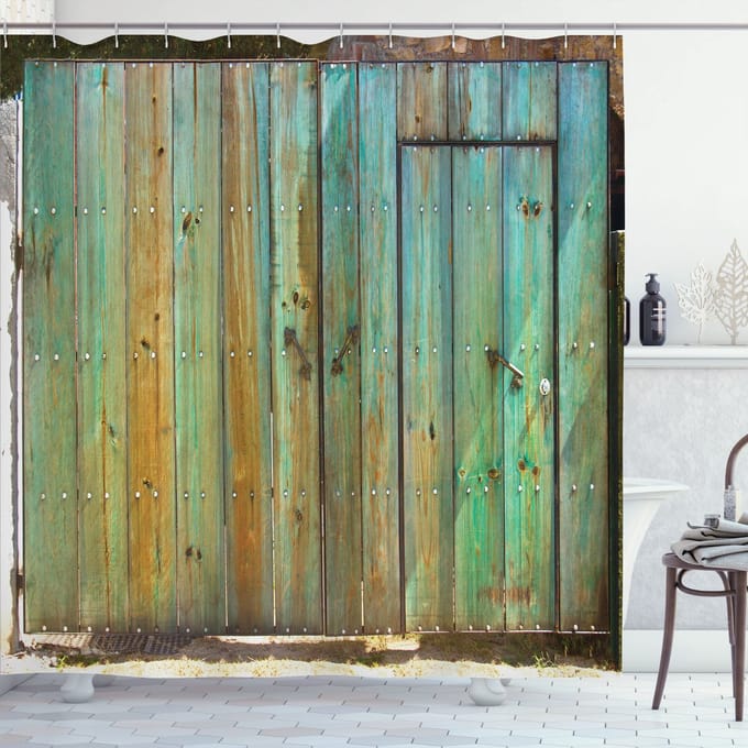 ABAKUHAUS Douchescherm – Rustieke houtenpoort – 175×220 cm – Bruin