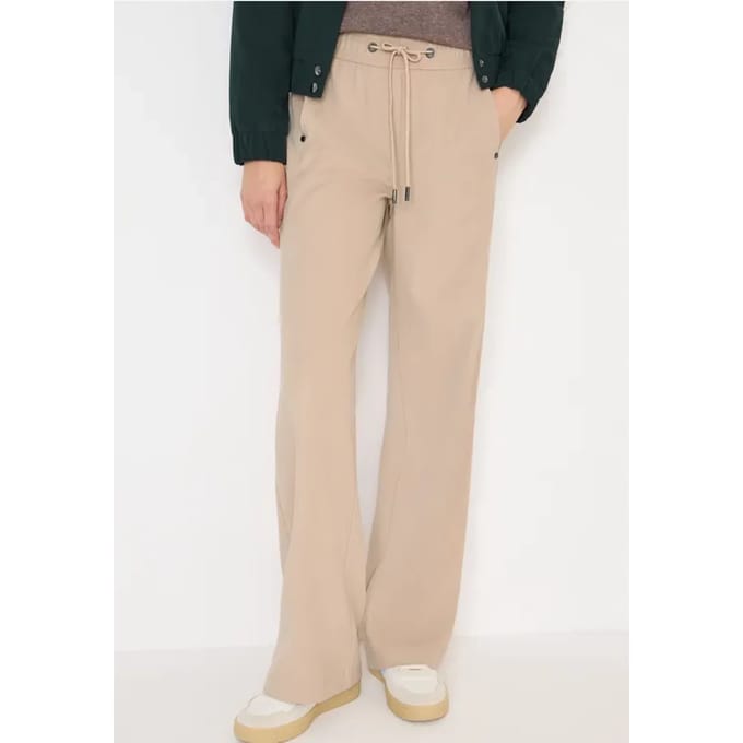 Broek met wijde pijpen in keperstof