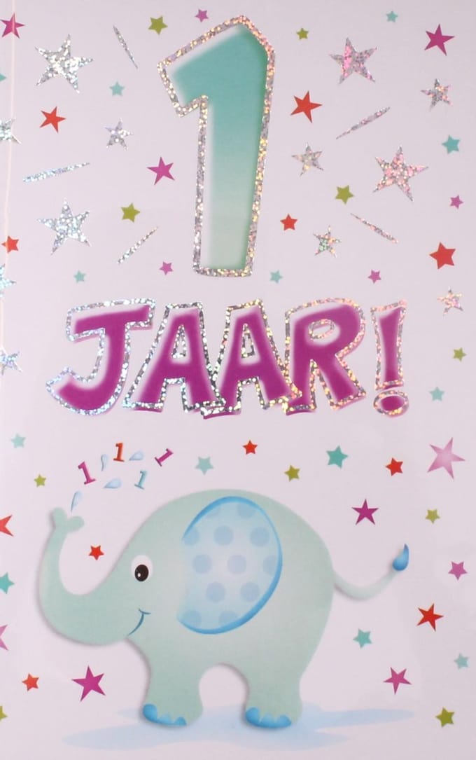 Verjaardagskaart - 1 Jaar - Met Envelop - Per Stuk