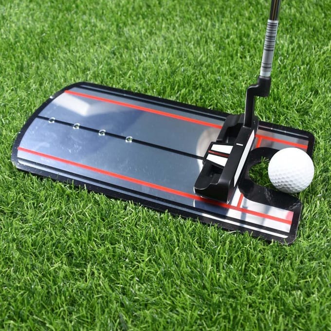 Putters d'entraînement au putting de golf Miroir d'alignement Outil accessoire d'entraînement correctif gray